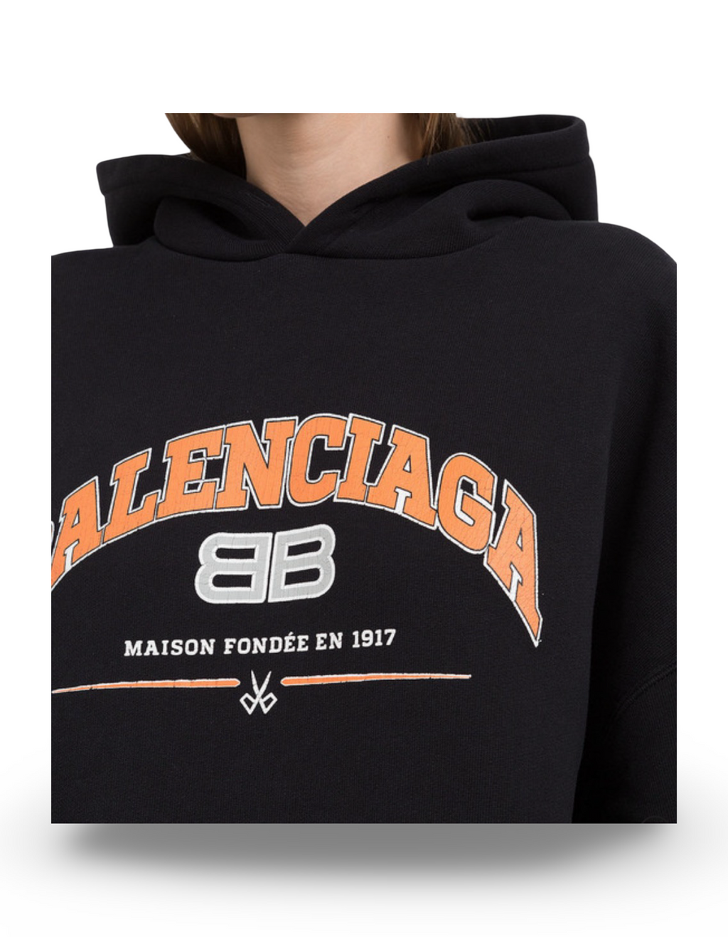 Balenciaga Maison Logo Black/Orange Hoodie