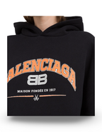 Balenciaga Maison Logo Black/Orange Hoodie