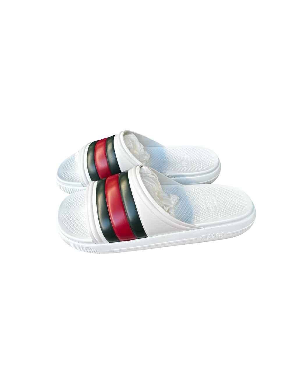 Gucci Web Rubber Slides White
