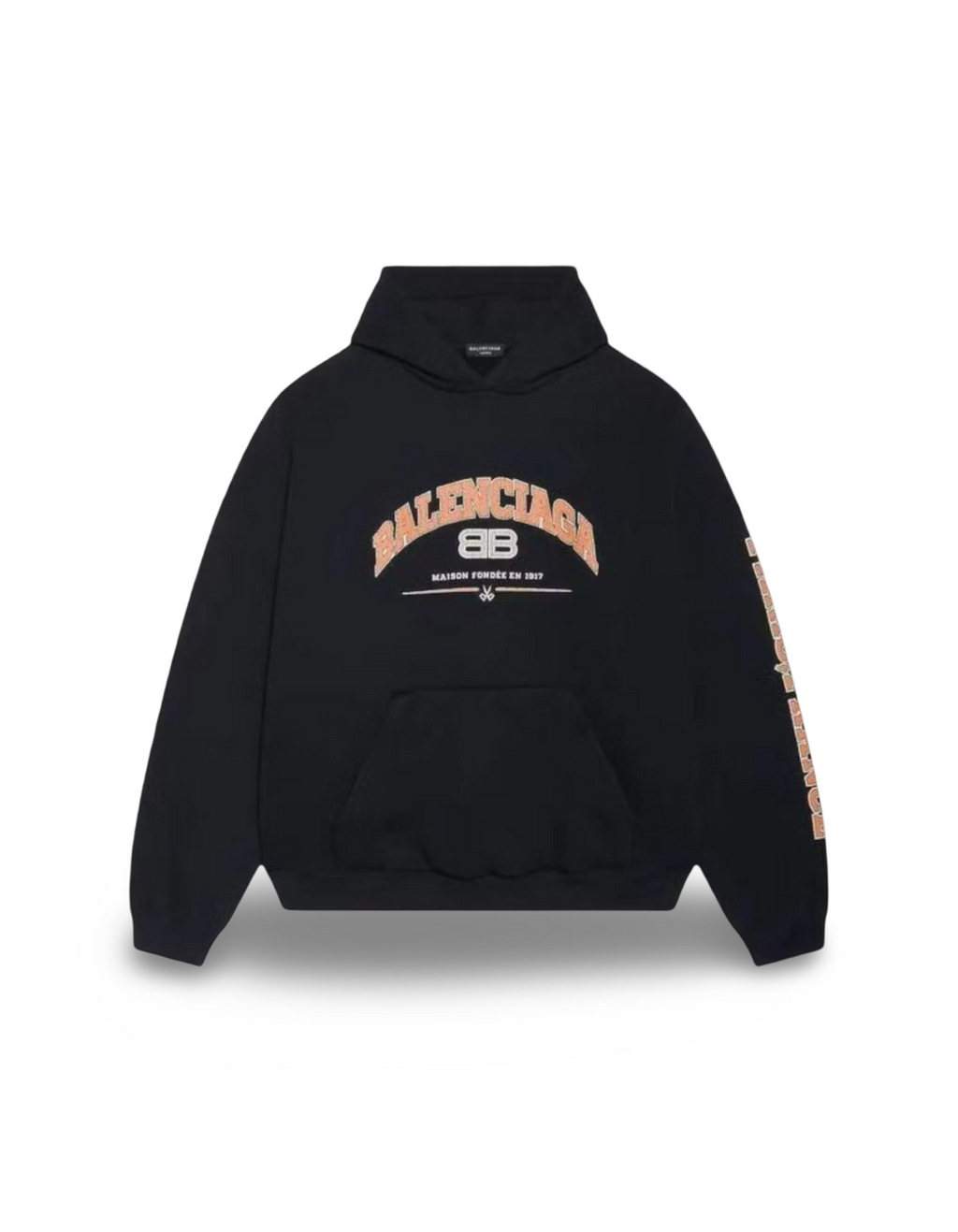 Balenciaga Maison Logo Black/Orange Hoodie